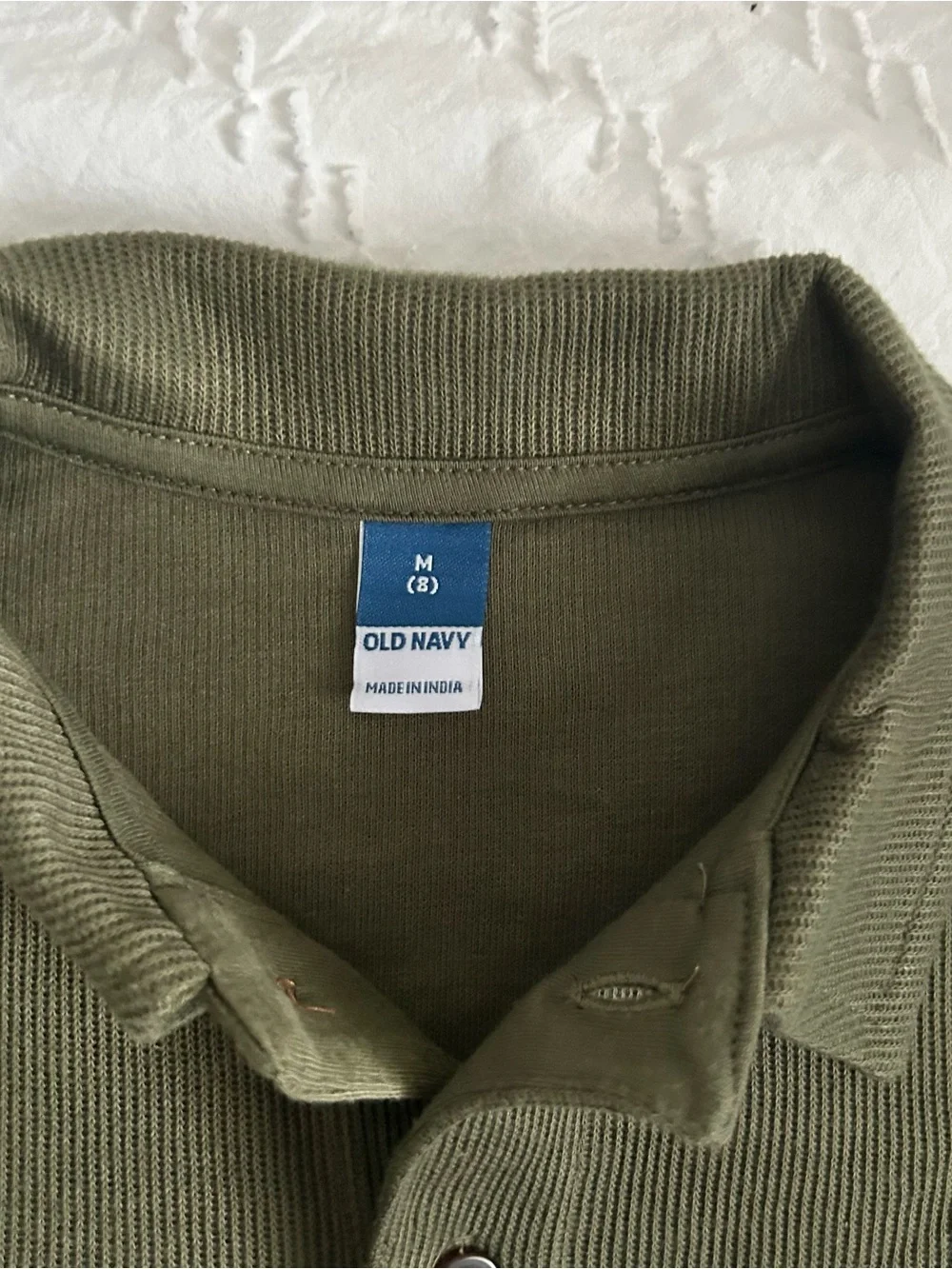 Old Navy Boys French Ribbed Long Sleeve Polo Shirt Green Size M (8) NWT NEW